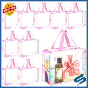 Large Clear PVC Toiletry Bag Iridescent Travel Organizer Tote Cosmetic Case